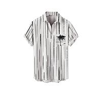 Camicia Uomo Fantasia-Camicia Nera Uomo-Camicia A Maniche Corte da Uomo per Vacanze Estive Turismo Spiaggia Moda Tendenza Tempo Libero Stampa Digitale 3D Camicia Polsini per Gemelli