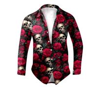 Camicia Uomo Halloween, Camicie da Uomo Grandi Dimensioni a Maniche Lunghe con Schizzi di Sangue Camicie Stampate Camicia Camicia Casual Uomo per L'uso Quotidiano E Le Occasioni Festive