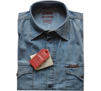 CAMICIA UOMO Jeans manica lunga taschin M L XL XXL XXXL CARRERA denim blu chiaro