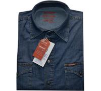 CAMICIA UOMO Jeans manica lunga taschini M L XL XXL XXXL CARRERA denim blu scuro