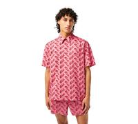 Camicia uomo Lacoste Relaxed Fit manica corta cotone fantasia rosa XXL
