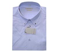 CAMICIA UOMO manica corta M L XL XXL 3XL 100% cotone oxford SEA BARRIER celeste