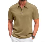 Camicia Uomo Manica Corta Regular Fit Traspirante Estiva | Tessuto traspirante, ideale per giornate calde, mantiene la asciutta e fresca(Khaki 3XL)