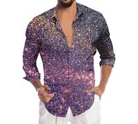 Camicia Uomo Manica Lunga Camicia Anni 70 Uomo Verde Giacca Glitter Lino Bianca Cotone Hipp Oktoberfest Maniche Corte Oro 80 Nera Slim Fit Casual Trekking Lampadine Grandi A Palla XXL Fantasia Camice