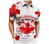 Camicia Uomo Manica Lunga - Camicia con Bottoni per La Giornata del Giorno 'Indipendenza del Canada con Risvolto Estivo Maschile per Top A Maniche Corte retrò con Stampa Bandiera (White XXXL)