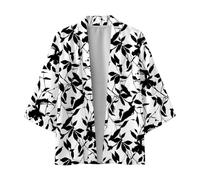 Camicia Uomo Manica Lunga Camicia No Stiro Uomo Cardigan da Uomo A Maniche Lunghe Semi-Lunghe per La Primavera E L'Estate Camicia Antica Senza Colletto Stampata con Stampa (White S)