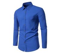 Camicia Uomo Manica Lunga Casual Elegante Moda 2024 Tessuto Morbido Comodo Abbigliamento Formale e Informale (Blu, XXL)