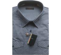 CAMICIA UOMO manica lunga M L XL XXL 3XL 100% cotone due taschini quadri 363