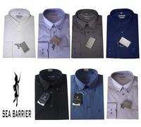 CAMICIA UOMO manica lunga M L XL XXL 3XL 100% cotone oxford SEA BARRIER CLASSIC