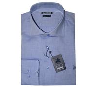 CAMICIA UOMO manica lunga M L XL XXL 3XL cotone operato micro fantasia avio