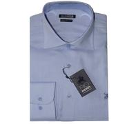 CAMICIA UOMO manica lunga M L XL XXL 3XL cotone operato micro fantasia avio