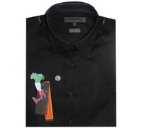 CAMICIA UOMO manica lunga slim M L XL XXL XXXL cotone strech TIPO'S nero ITALY