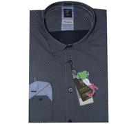 CAMICIA UOMO manica lunga slim M L XL XXL XXXL MADE ITALY fantasia blu TIPOS