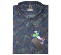CAMICIA UOMO manica lunga slim M L XL XXL XXXL MADE ITALY fiori blu TIPOS