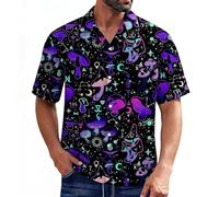 Camicia Uomo Maniche Corte Camicia No Stiro Uomo Camicia Estiva Casual con Stampa Floreale Tropicale Manica Corta con Bottoni da Indossare Tutti I Giorni (Purple XXXL)