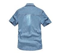 Camicia Uomo Maniche Corte - Corto Camicia a Maniche Men's Work Button Pocket Retro Size Lapel Grandi Camicie Men (Blue M)