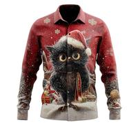 Camicia Uomo Natale 3D Funky Camicie Uomo Manica Lunga Stile Casual Camicia Invernale con Stampa Animalier per Le Feste e l'Abbigliamento Casual