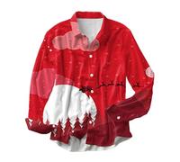 Camicia Uomo Natalizia, Camicie da Uomo Casual Manica Lunga Personalizzati per Natale Stampato in 3D Camicia Natalizia Button Down Eleganti Morbido Camicia Rossa Uomo per La Festa di Natale