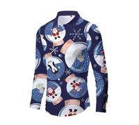 Camicia Uomo Natalizia, Camicie Uomo Invernale Brutta Divertente Manica Lunga Abbottonata Pupazzo di Neve Elfo Babbo Natale Renna Stampa Camicie Taglie Forti Uomo per La Festa di Natale