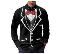 Camicia Uomo Natalizia, Camicie Uomo Manica Lunga Eleganti Brutta Divertente Manica Lunga Abbottonata Pupazzo di Neve Elfo Babbo Natale Renna Stampa Camicia Raso Uomo per La Festa di Natale