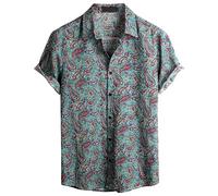 Camicia Uomo No Stiro-Camicia Oro Uomo-Camicia Casual da Spiaggia A Maniche Corte da Uomo Camicia Casual Camicia da Uomo A Maniche Corte Camicia Hawaiana Camicia Bottoni Nascosti