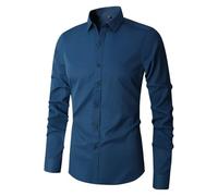 Camicia Uomo No Stiro Camicie Bianca Con Bottoni Casual Tinta Unita Camicia Nera Estiva Taglie Forti Elasticizzata Bluse Regular Fit Leggera Coreana Camicie Ufficio Business Per Matrimonio Formal