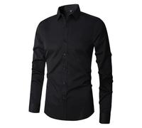 Camicia Uomo No Stiro Camicie Bianca Con Bottoni Casual Tinta Unita Camicia Nera Estiva Taglie Forti Elasticizzata Bluse Regular Fit Leggera Coreana Camicie Ufficio Business Per Matrimonio Formal