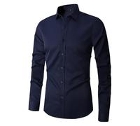 Camicia Uomo No Stiro Camicie Bianca Con Bottoni Casual Tinta Unita Camicia Nera Estiva Taglie Forti Elasticizzata Bluse Regular Fit Leggera Coreana Camicie Ufficio Business Per Matrimonio Formal