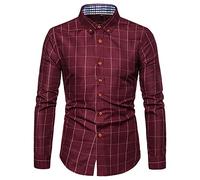 Camicia Uomo Regular Fit Urban Classics Camicia da Uomo A Quadri Top Manica Lunga per Uomo Camicia A Maniche Lunghe Camicia A Quadri Camicia Casual Camicia Business Regular Fit D-Wine Red XXL
