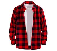 Camicia Uomo Slim Fit Camicia No Stiro Uomo Camicia Casual A Quadri A Maniche Lunghe Slim Fit da Uomo/Camicia A Maniche Lunghe alla Moda Giovanile (Watermelon Red L)