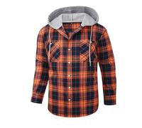 Camicia Uomo Slim Fit - Cappotto a Camicia Scozzese in Flanella di Lana con Cappuccio Casual da Uomo Primaverile (Watermelon Red XXXL)