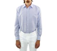 Camicia Uomo Slim Fit Manica Lunga Blu Rossa Bianca Microfantasia Sartoriale