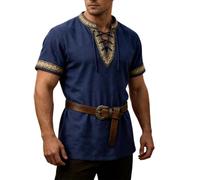 Camicia Uomo Taglie Forti-Camicia Medievale per - Top alla Moda da Marinaio con Cravatta al Collo, Ideale per Halloween e Cosplay