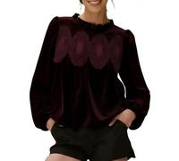 Camicia Velluto Donna Camicie in Velour a Maniche Lunghe Camicia Eleganti Velluto Slim Fit T-Shirt Curvy Casual alla Moda Maglie Girocollo Lavoro Autunno Primavera Leggera E Comoda