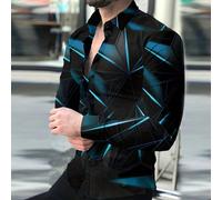 Camicia vintage a maniche lunghe per uomo con grafica geometrica, adatta per balli, per papà e per il papà-figlio L,M,S,XLGeometrico,Colore unicoTessuto