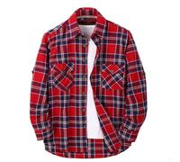 Camicia vintage da uomo in flanella di cotone scozzese a quadri, camicia casual di bufalo rosso nero - The Kew Plaid o Red Navy - The Madras, Il cotone speciale Madras, L