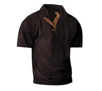 Camicia vintage da uomo in velluto a coste,Top primaverile leggero con colletto rialzato,Pullover casual retrò a costine all'aperto, Marrone, L
