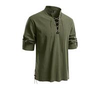 Camicia vintage in lino da uomo, a maniche lunghe, per il tempo libero, camicia medievale, costume da pirata, carnevale, cosplay, camicia medievale rinascimentale, camicia da uomo, camicia da pirata