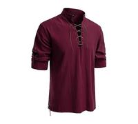Camicia vintage in lino da uomo, a maniche lunghe, per il tempo libero, camicia medievale, costume da pirata, carnevale, cosplay, camicia medievale rinascimentale, camicia da uomo, camicia da pirata