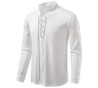 Camicia vintage in lino da uomo, a maniche lunghe, per il tempo libero, camicia medievale, costume da pirata, carnevale, cosplay, camicia medievale rinascimentale, camicia da uomo, camicia da pirata