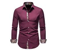 Camiciaa Quadri Uomo-Camicia Righe Uomo-Camicia A Maniche Lunghe da Uomo A Maniche Lunghe, Casual, con Risvolto, Colore Slim Fit Camice Fantasia