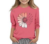 Camicie 152 e ragazze Casual Solid Color Girocollo Sette polsino T Shirt Top 3 13 anni Primo Ragazza Shirt Manica Lunga, Colore: rosa., 12-13 Jahre