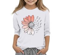 Camicie 152 e ragazze Casual Solid Color Girocollo Sette polsino T Shirt Top 3 13 anni Primo Ragazza Shirt Manica Lunga, bianco, 12-13 Jahre