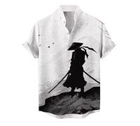 Camicie a Maniche Corte da Uomo con Colletto in Piedi Vintage Camicia con Bottoni Stampati 3D di Animal Ninja Top Estivi Casual da Spiaggia per Le Vacanze