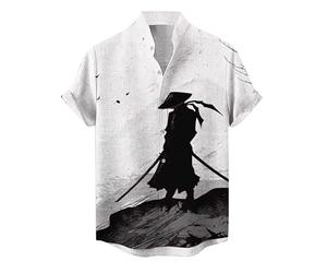 Camicie a Maniche Corte da Uomo con Colletto in Piedi Vintage Camicia con Bottoni Stampati 3D di Animal Ninja Top Estivi Casual da Spiaggia per Le Vacanze