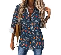 Camicie a maniche lunghe con bottoni da donna, astronavi e stelle nello spazio esterno, camicia con bottoni da donna casual, Nero, M