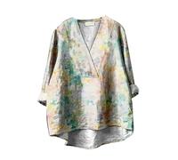 Camicie a Maniche Lunghe da Donna T-Shirt con Scollo a V con Stampa Floreale Boho Top Camicette Casual Eleganti Top a Tunica per Il Tempo Libero alla Moda