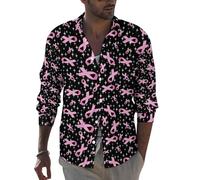 Camicie a maniche lunghe da uomo - Breast Cancer Awareness-E Slim Fit Button Up Shirt Uomo Abbigliamento Casual, Stile-3, L