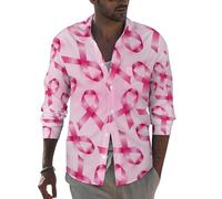 Camicie a maniche lunghe da uomo - Breast Cancer Awareness-Q Slim Fit Button Up Camicia da uomo Abbigliamento casual, Stile-2, S
