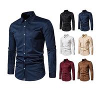 Camicie a maniche lunghe da uomo camicia elasticizzata a 4 vie camicetta formale da lavoro con bottoni magliette eleganti casual da lavoro, Z02-Nero, XXL